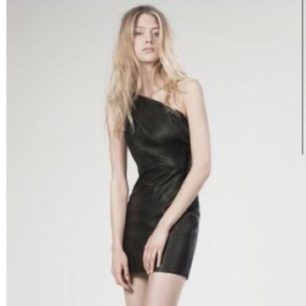 ALL SAINTS NWOT RODAN LEATHER DRESS US 8 - Picture 2 of 6